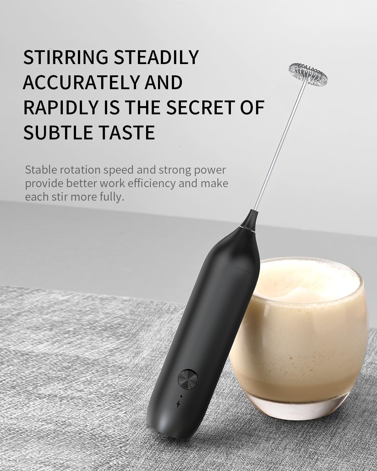 Milk Frother - Electric Hand Milk Frother - Rechargeable Mini Beverage Blender - Hand Milk Frother - With Stainless Steel Blender - Suitable for Milk, Coffee, Latte, Matcha, Black - Image 5