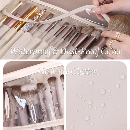 Women's Toiletry Bag - Make Up Bag - Cosmetic Bag - Travel Toiletry Bag - Roll Up Toiletry Bag - Make Up Organizer - Travel Case - Travel Organizer - Make Up Case - Make Up Bag - Luggage Organizer - Cosmetic Case - Toiletry Bag - Beige - 1 Piece - Image 5