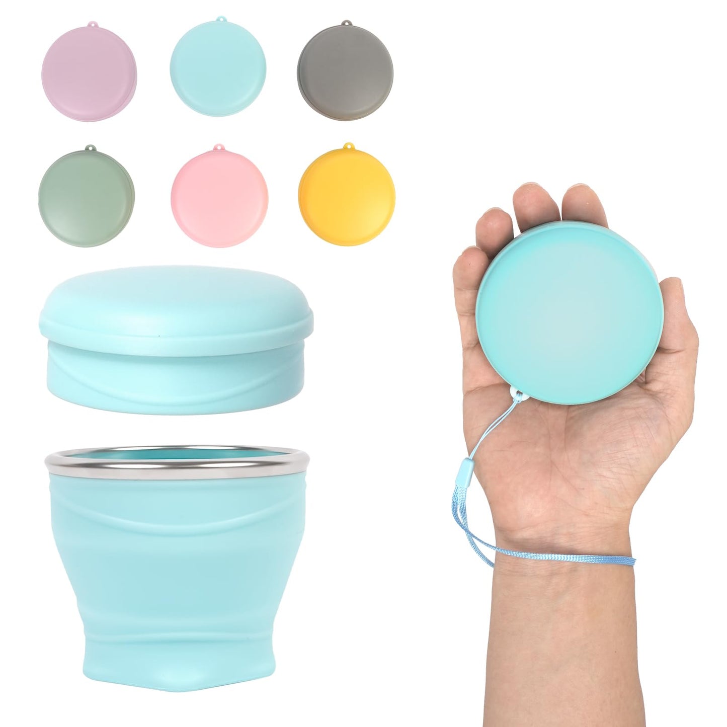 1pcs Water Bottle - Collapsible Cup - Silicone Collapsible Travel Mug, Reusable, Portable, Foldable Design, Outdoor, Hot and Cold Drinks, Hiking, Camping(Blue)