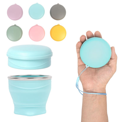 1pcs Water Bottle - Collapsible Cup - Silicone Collapsible Travel Mug, Reusable, Portable, Foldable Design, Outdoor, Hot and Cold Drinks, Hiking, Camping(Blue)