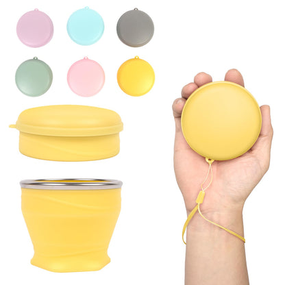1pcs Water Bottle - Collapsible Cup - Silicone Collapsible Travel Mug, Reusable, Portable, Foldable Design, Outdoor, Hot and Cold Drinks, Hiking, Camping(Yellow)