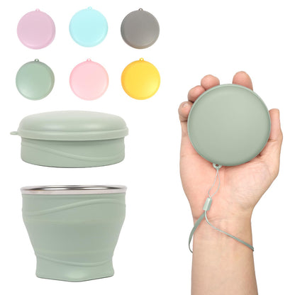 1pcs Water Bottle - Collapsible Cup - Silicone Collapsible Travel Mug, Reusable, Portable, Foldable Design, Outdoor, Hot and Cold Drinks, Hiking, Camping（Green）