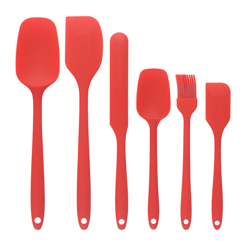 Baking - Silicone Spatulas - Set of 6 Silicone Spatulas, Heat Resistant up to 600°F, Food Safe, BPA Free, Flexible, Suitable for Frying Eggs, Burgers and Pancakes（Red）