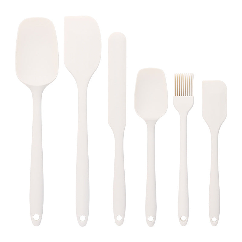 Baking - Silicone Spatulas - Set of 6 Silicone Spatulas, Heat Resistant up to 600°F, Food Safe, BPA Free, Flexible, Suitable for Frying Eggs, Burgers and Pancakes（Beige）