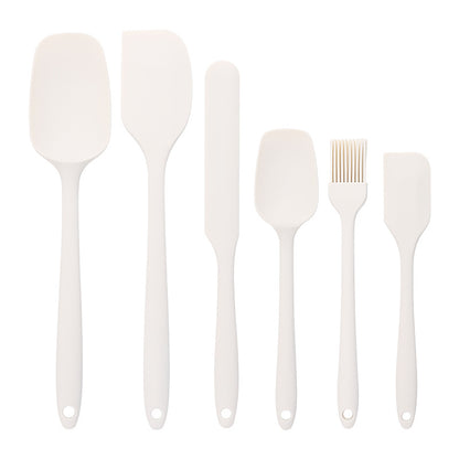 Baking - Silicone Spatulas - Set of 6 Silicone Spatulas, Heat Resistant up to 600°F, Food Safe, BPA Free, Flexible, Suitable for Frying Eggs, Burgers and Pancakes（Beige）