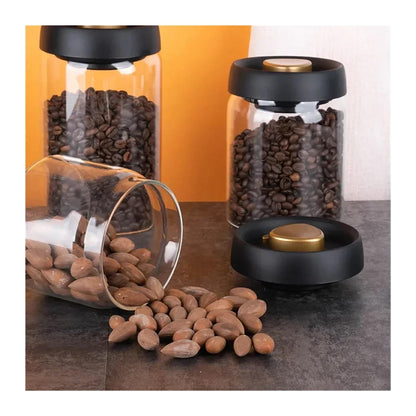 Glass Storage Containers - Storage Tin - Modern, manual vacuum storage tank made of borosilicate glass with moisture-proof lid for kitchen coffee condiments（500ml） - Image 4