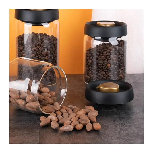 Borosilicate Glass Storage Jar with Vacuum-Seal White Lid for Coffee, Tea and Dry Food, Moisture-Resistant Kitchen Pantry Storage, 500ml - Image 4
