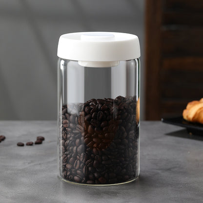 Glass Storage Containers - Storage Tin - Modern, manual vacuum storage tank made of borosilicate glass with moisture-proof lid for kitchen coffee condiments(1200ml)