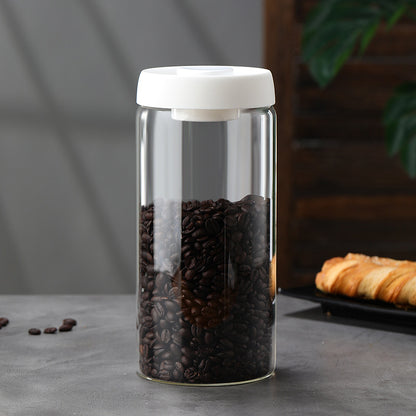 Glass Storage Containers - Storage Tin - Modern, manual vacuum storage tank made of borosilicate glass with moisture-proof lid for kitchen coffee condiments(1800ml)
