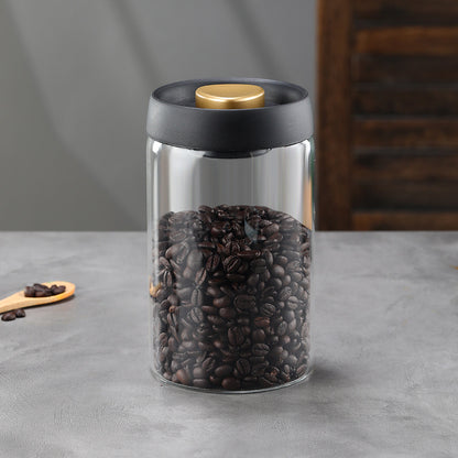 Glass Storage Containers - Storage Tin - Modern, manual vacuum storage tank made of borosilicate glass with moisture-proof lid for kitchen coffee condiments(1200ml)