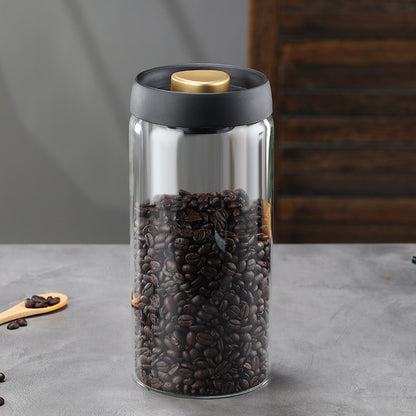Glass Storage Containers - Storage Tin - Modern, manual vacuum storage tank made of borosilicate glass with moisture-proof lid for kitchen coffee condiments(1800ml)