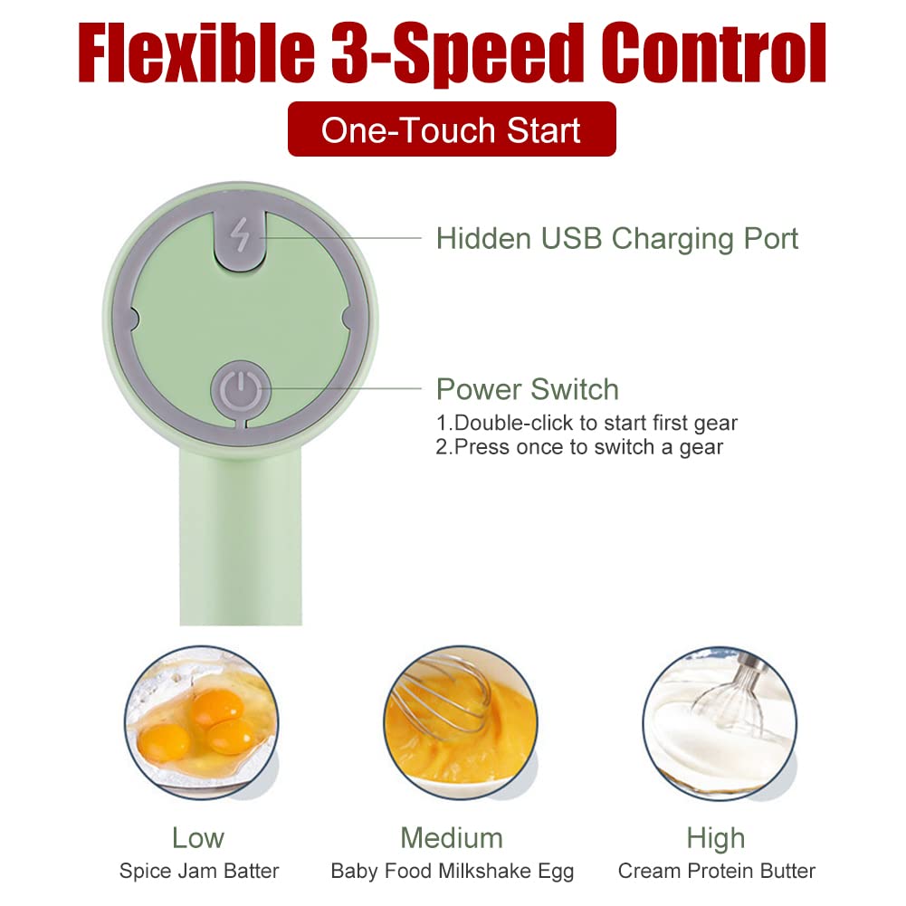 Hand Mixer Electric - Food Chopper - Onion Cutter - Food Processor - Multi-Chopper - Vegetable Cutter - Kitchen Mixer - Whisk - Cordless - Rechargeable - Garlic Cutter - Cream Whipper - Mini Blender - Baking Utensils - White - 1 Piece - Image 5