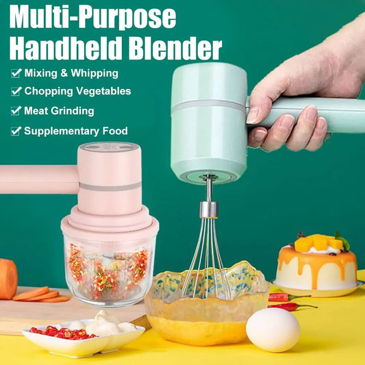 Cordless Electric Hand Mixer and Mini Food Chopper with Whisk Attachment for Eggs, Cream, Garlic and Kitchen Prep, 5.1 cm, Black - Image 2