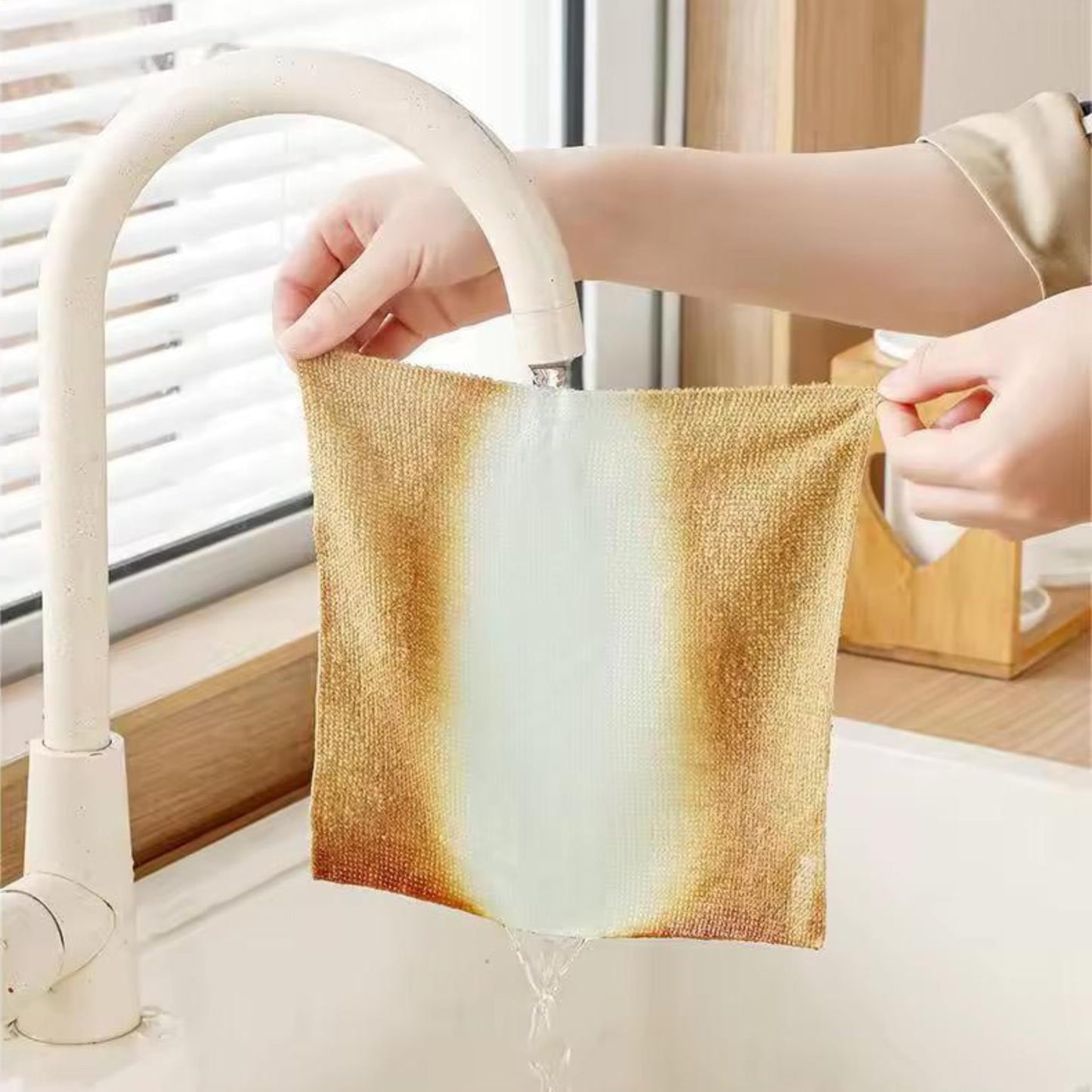 5 PCS Kitchen paper towel/dishcloth/microfiber cleaning cloths | Lint-free | Reusable for home, kitchen, car | Strong water absorption, washable | No streaks, ideal for dishes, glasses, and countertops - Image 7