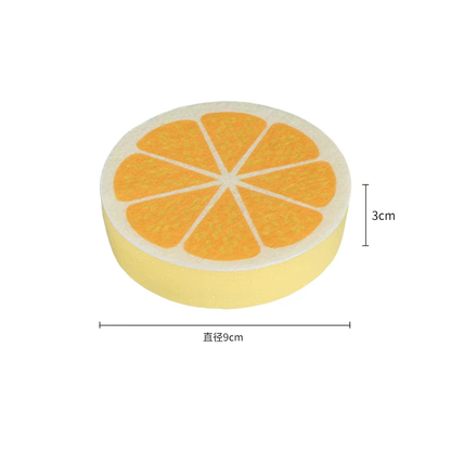 Scouring pad - Dishwashing sponge - Kitchen sponge - Magic sponge - Household sponge - Cleaning sponge - Dishwashing sponge - Sponges - Pan sponge - Scratch-free - Cleaning supplies - Fruit shape - Orange - Yellow - 1 piece - Image 2