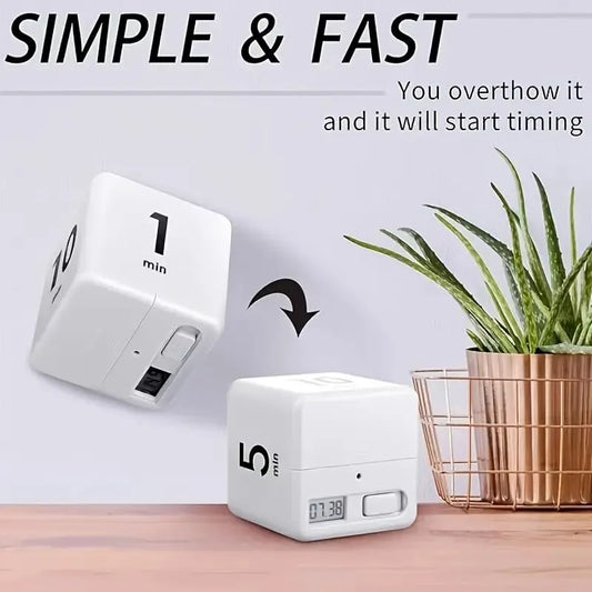 1 Piece Digital Flip Cube Timer with Gravity Sensor and Preset Countdown Settings for Cooking, Study, Work and Time Management, Black - Image 6