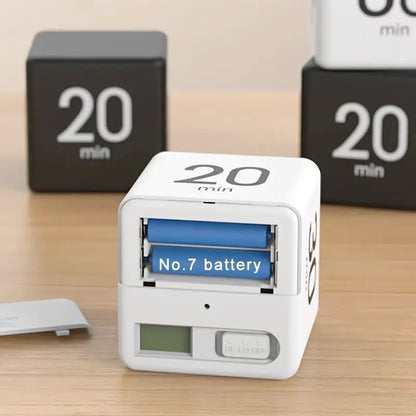 Flip Cube kitchen timer/countdown reminder with a gravity sensor, suitable for kitchens, bedrooms, offices, living rooms, and desks. It facilitates time management and offers timer options of 15, 20, 30, and 60 minutes. - Image 3