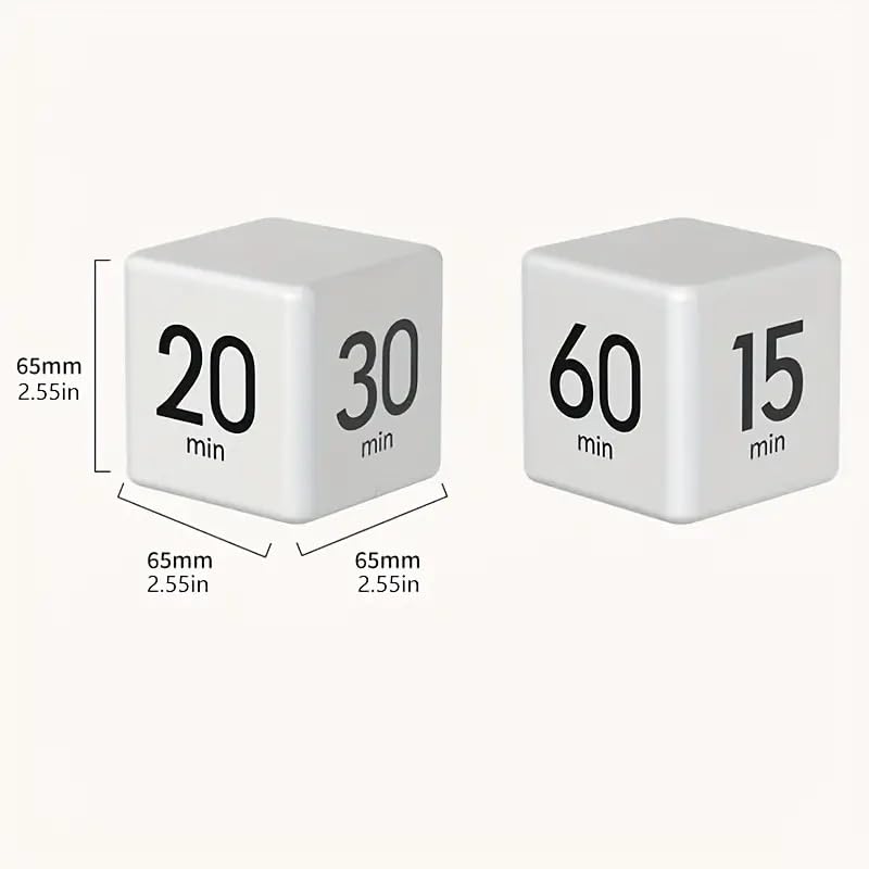 Flip Cube kitchen timer/countdown reminder with a gravity sensor, suitable for kitchens, bedrooms, offices, living rooms, and desks. It facilitates time management and offers timer options of 15, 20, 30, and 60 minutes. - Image 4