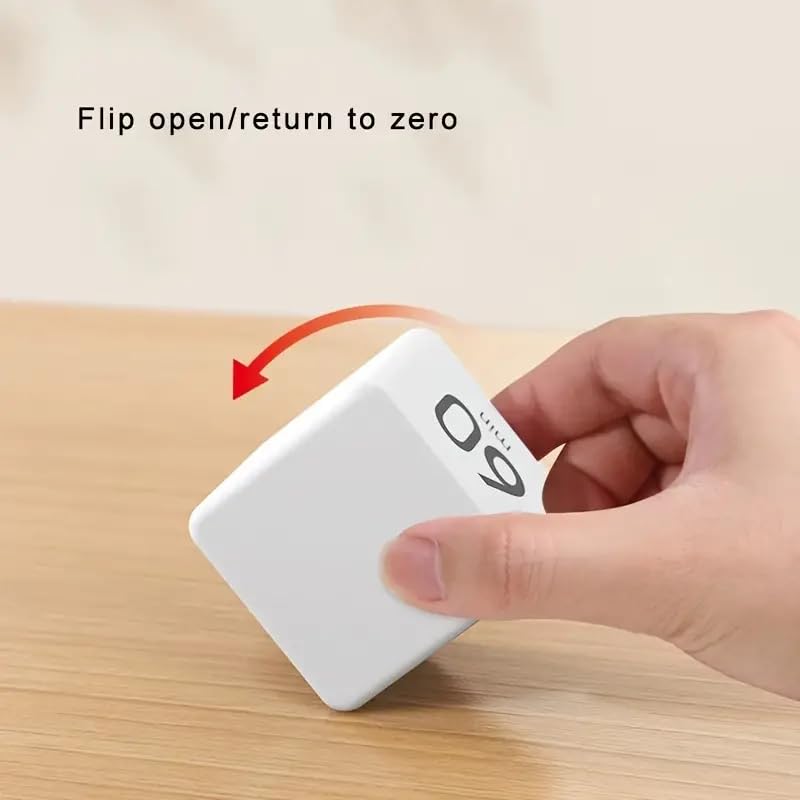 Flip Cube kitchen timer/countdown reminder with a gravity sensor, suitable for kitchens, bedrooms, offices, living rooms, and desks. It facilitates time management and offers timer options of 15, 20, 30, and 60 minutes. - Image 5