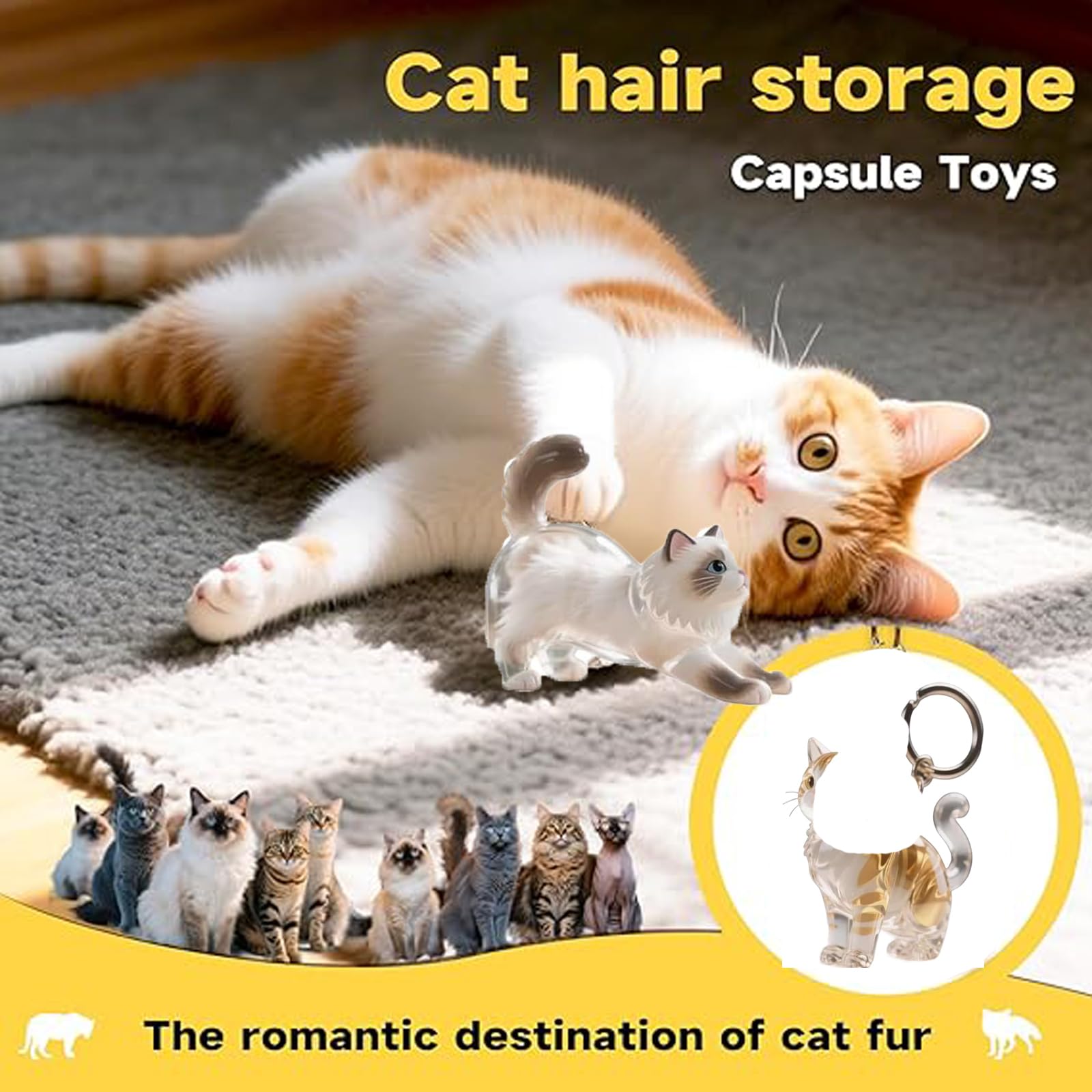 Keychain - Pet Hair - Storage Box - Pendants - Capsule Toy - Dog Hair Capsule - Memorial Pendant - Bag Keychain - Pendants - Memory Capsule Pendant - Cat Hair Collection - DIY - 1 Piece - Image 6