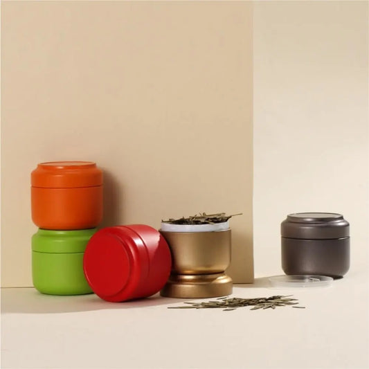 Round Metal Tea Caddy with Secure Lid for Loose Leaf Tea, Coffee, Sweets and Small Dry Goods, Compact Kitchen Storage Tin, Bronze - Image 4