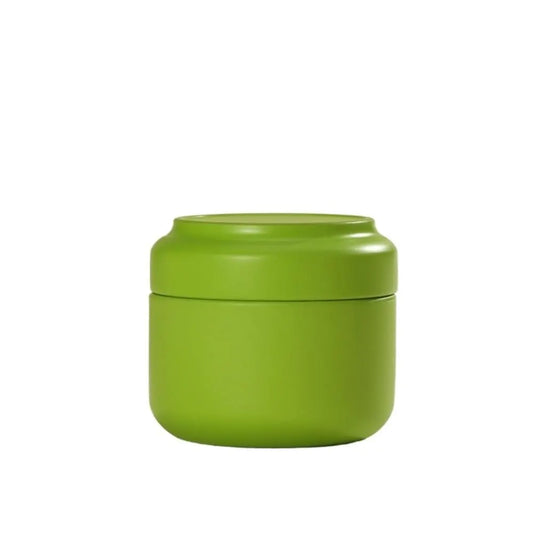 Round Metal Tea Caddy with Secure Lid for Loose Leaf Tea, Coffee, Sweets and Small Dry Goods, Compact Kitchen Storage Tin, Green