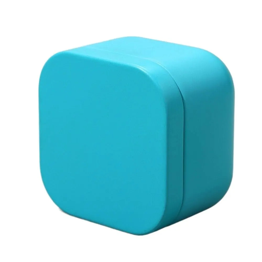 Square Metal Tea Caddy with Secure Lid for Loose Leaf Tea, Coffee, Sweets and Small Dry Goods, Compact Kitchen Storage Tin, Light Blue
