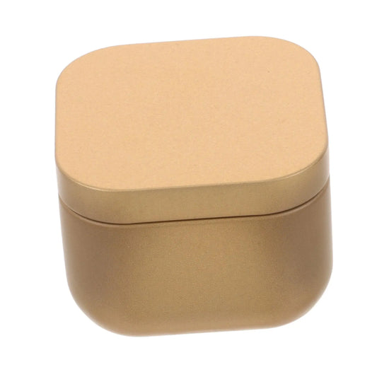 Square Metal Tea Caddy with Secure Lid for Loose Leaf Tea, Coffee, Sweets and Small Dry Goods, Compact Kitchen Storage Tin, Beige
