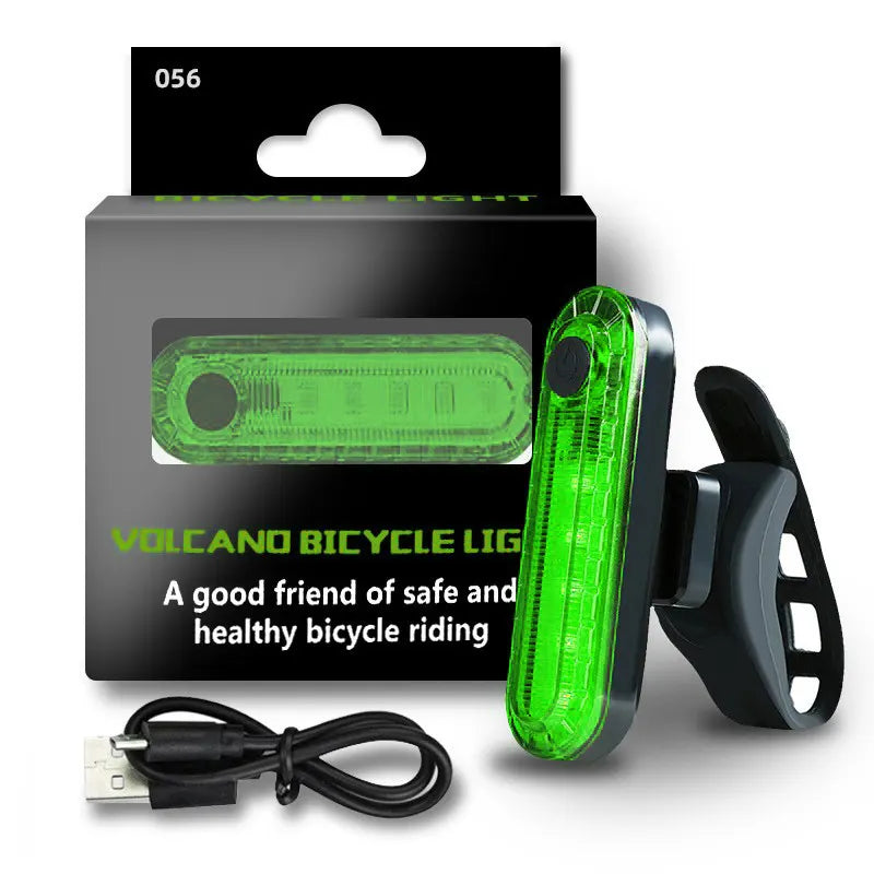 2 Pack USB Rechargeable Bicycle Tail Lights with Waterproof Safety Flashing Modes for Night Cycling, Road and Mountain Bikes, Green