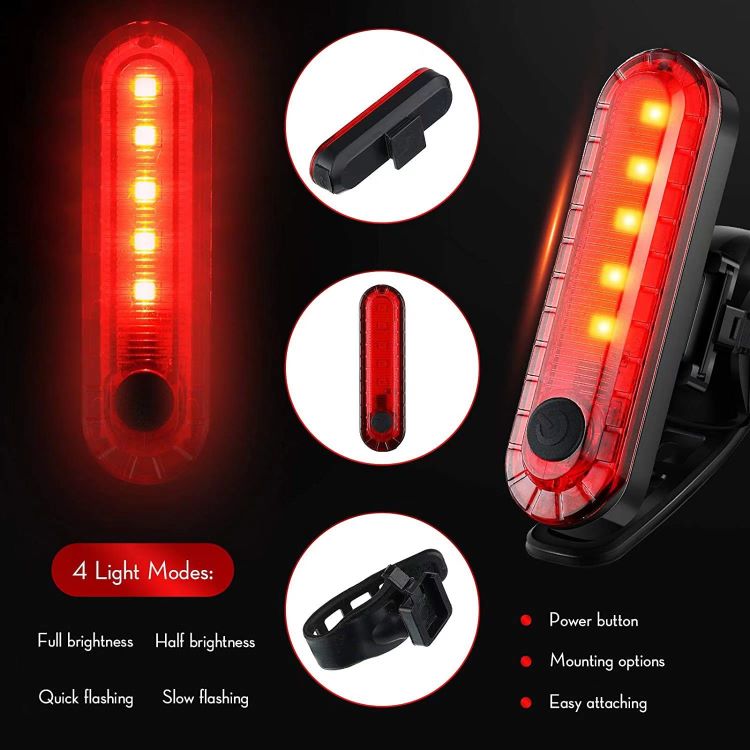 Rear Light Bike - 2 Pack USB Rechargeable Bicycle Tail Lights, Waterproof Safety Warning Lights, Mountain Bike Accessories for Night Cycling - Image 4