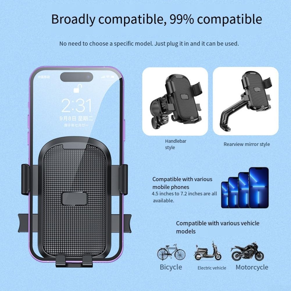 Bicycle Phone Holder - Smartphone Holder - Universal - MTB - Racing Bike - E-bike - Scooter - Motorcycle - Handlebar Mount - 360 Degrees - Mobile Phone Holder - Bicycle Accessories - Black - 1 piece - Image 7