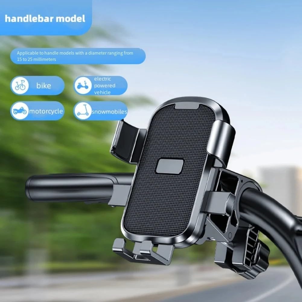 Bicycle Phone Holder - Universal - Shock and Vibration Protection - Bicycle/Motorcycle/Scooter/ATV - Phone Stand - Smartphone Holder - 360 Degree Rotatable - Black - Image 3