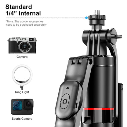 Selfie Stick - Tripod - Phone Tripod - Bluetooth - With Remote Control - Extendable - Wireless - 3 in 1 - Smartphone Holder - Vlogging - Black - 1 piece - Image 2