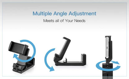 Phone Holder Desk - Tablet Holder - Smartphone Stand - Foldable - Adjustable - Universal - Desk Accessories - Phone Stand - Compact - Travel - Black - 1 piece - Image 6