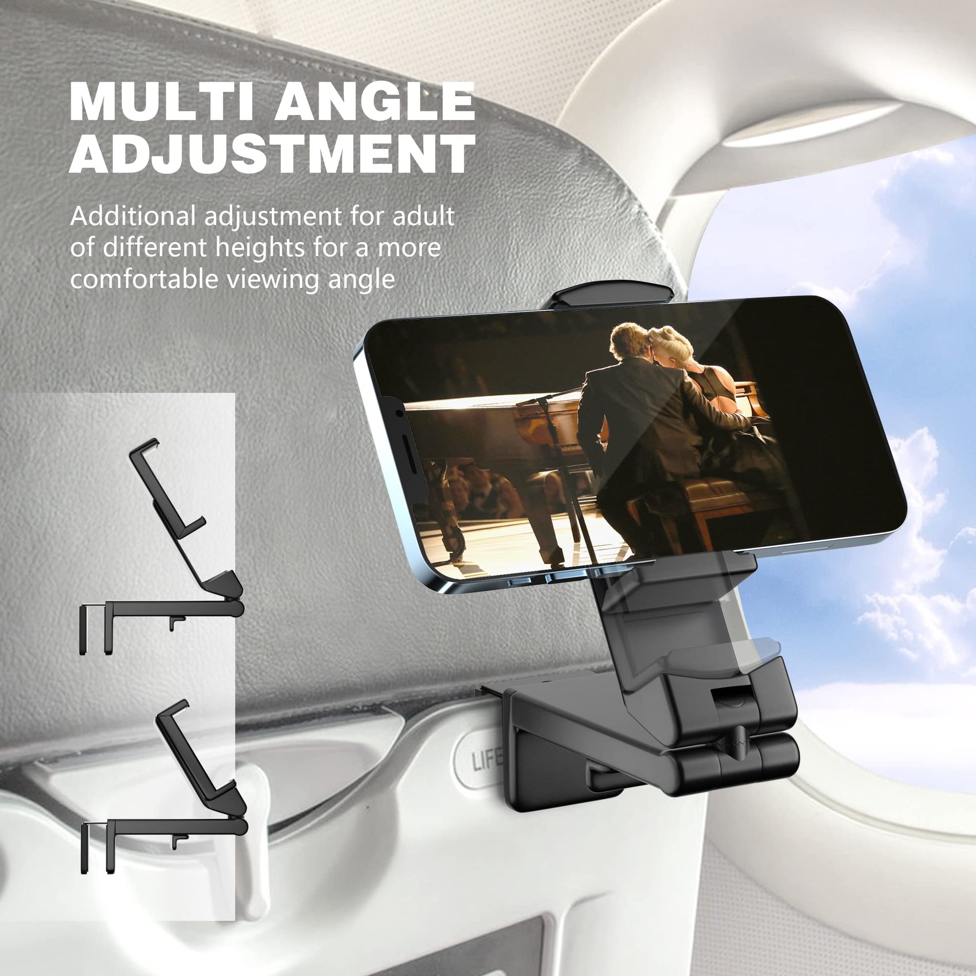 Airplane Phone Holder - Phone Stand Desk - Table - Cell Phone Holder - Stand - 360 Degree Rotatable - Travel - Suitable for tabletops and trays - White - Image 7