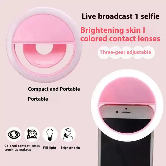Rechargeable LED Ring Light for Phones with Adjustable Brightness Modes, Clip-On Selfie Lighting for Makeup and Streaming, White - Image 2
