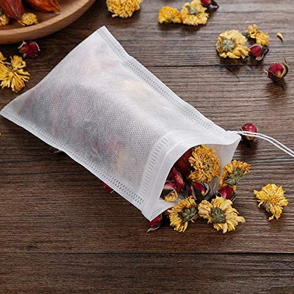 Tea Bags - Empty Tea Bags - Tea Filters - Coffee Filters - Filter Bags - Herbal Bags - Tea Strainer - Disposable Tea Filters - Drawstring Bags - Loose Tea - Ground Coffee - Bulk Pack - Unscented - 7 x 9 cm - White - 400 Pieces - Image 3