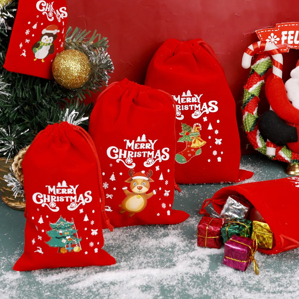 Christmas Gift Bags - Gift Bags - Advent Calendar Bags - Candy Bags - Christmas Packaging - Party Bags - With Drawstring - Reusable - Red - Santa Claus - Snowman - Reindeer - Gift Bags - Christmas Decorations - Holidays - Set of 12 - Image 6