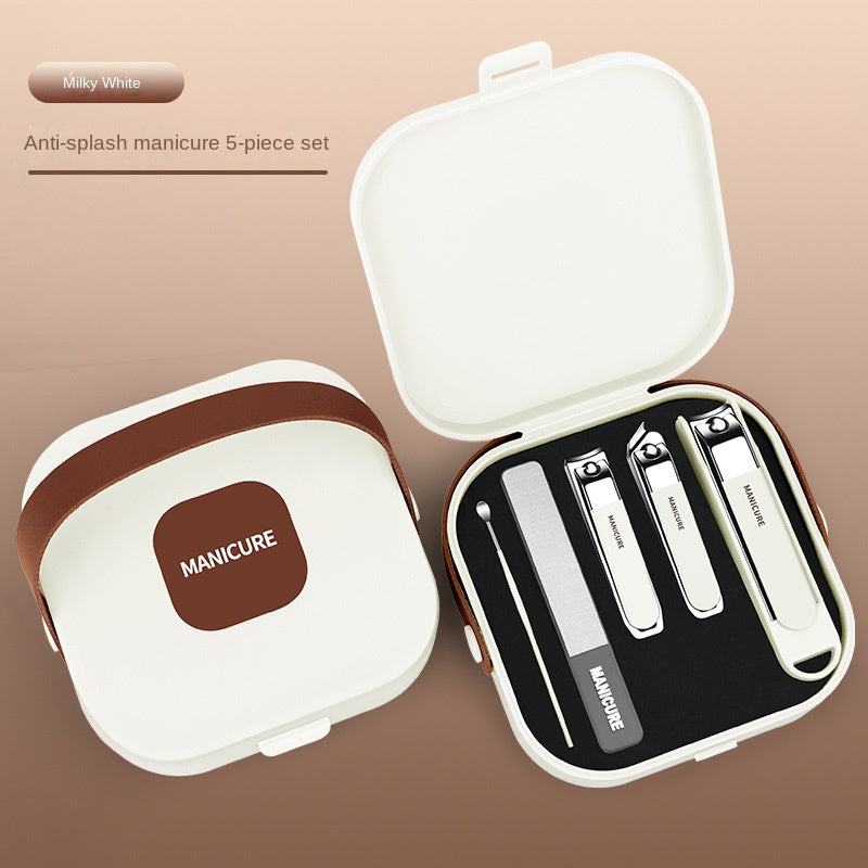 Manicure set - Pedicure set - Nail clippers - Nail scissors - Nail file - Tweezers - Stainless steel - Luxury case - Travel size - Nail cutting - Cuticle pusher - Nail styling - Hands and feet - Compact - Beige - 7 pieces - Image 6
