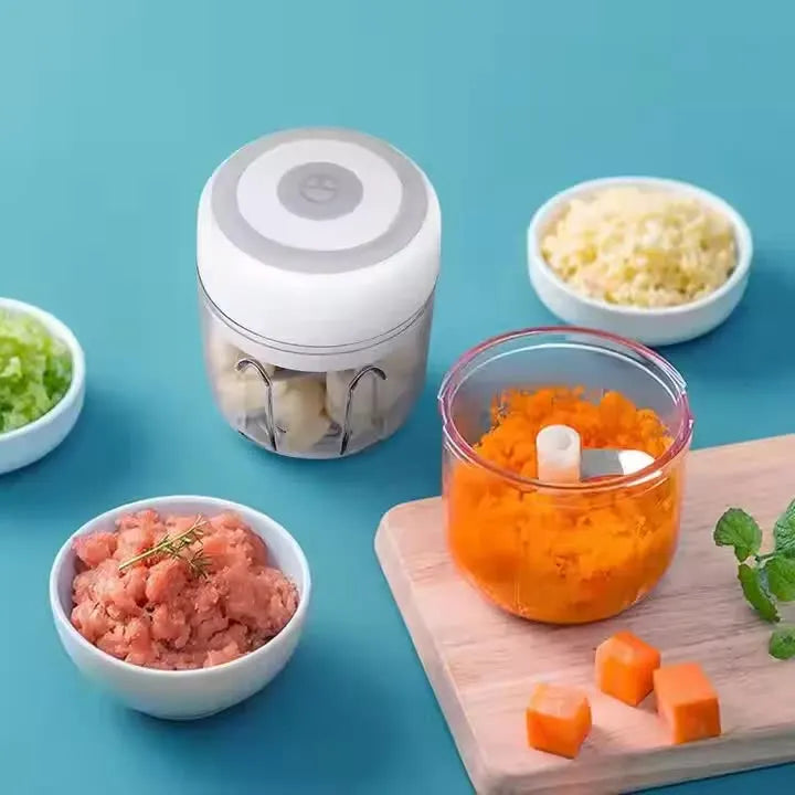 250 ml Cordless Electric Food Chopper, USB Rechargeable Mini Garlic and Vegetable Processor with Stainless Steel Blades, White - Image 5