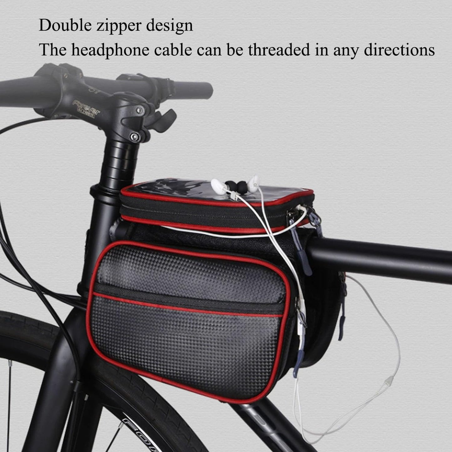 Bicycle Bag - Frame Bag - Bicycle Phone Holder - Top Tube Bag - Smartphone Holder - MTB Accessories - Road Bike - E-Bike - Waterproof - Touchscreen - Bicycle Accessories - Storage Bag - Bicycle Holder with Storage Space - Double Bag - Black - 1 piece - Image 6