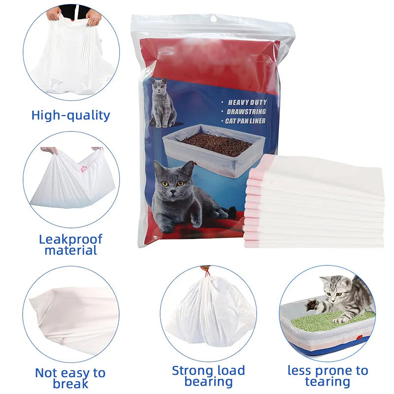 Cat Litter Bags - Cat Litter Liner - Cat Litter Bags - With Drawstring - Extra Strong - Cat Litter Bags - Hygiene - Leakproof - Thick Plastic Bags - Cat Accessories - Cleaning - Universal - Large Size - Tear-resistant - White - 3 pieces - Image 2