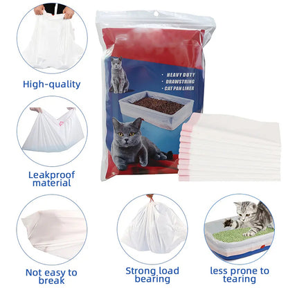 Cat Litter Bags - Cat Litter Liner - Cat Litter Bags - With Drawstring - Extra Strong - Cat Litter Bags - Hygiene - Leakproof - Thick Plastic Bags - Cat Accessories - Cleaning - Universal - Large Size - Tear-resistant - White - 3 pieces - Image 2