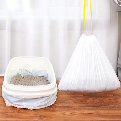 Cat Litter Bags - Cat Litter Liner - Cat Litter Bags - With Drawstring - Extra Strong - Cat Litter Bags - Hygiene - Leakproof - Thick Plastic Bags - Cat Accessories - Cleaning - Universal - Large Size - Tear-resistant - White - 3 pieces - Image 4