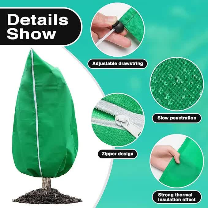 Winter Plant Cover - Protective Cover - Frost Protection - Plant Cover - Fleece - Olive Tree Cover - Palm Tree Protection - With Zipper and Drawstring - Breathable Material - Winter Protection - Cold Resistant - Garden Plants - Green - Frost Cover - 1 Pie - Image 6