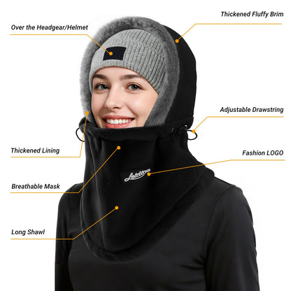 Balaclava - Ski Mask - Neck Warmer - Winter Hat - Fleece Hat - Neck Scarf - Hooded Hat - Balaclava - Windproof Hat - Thermal Hat - Women's Winter Hat - Men's Ski Mask - Warm Hat - Fleece Scarf - Face Mask - Motorcycle Hat - Black - 1 Piece - Image 3