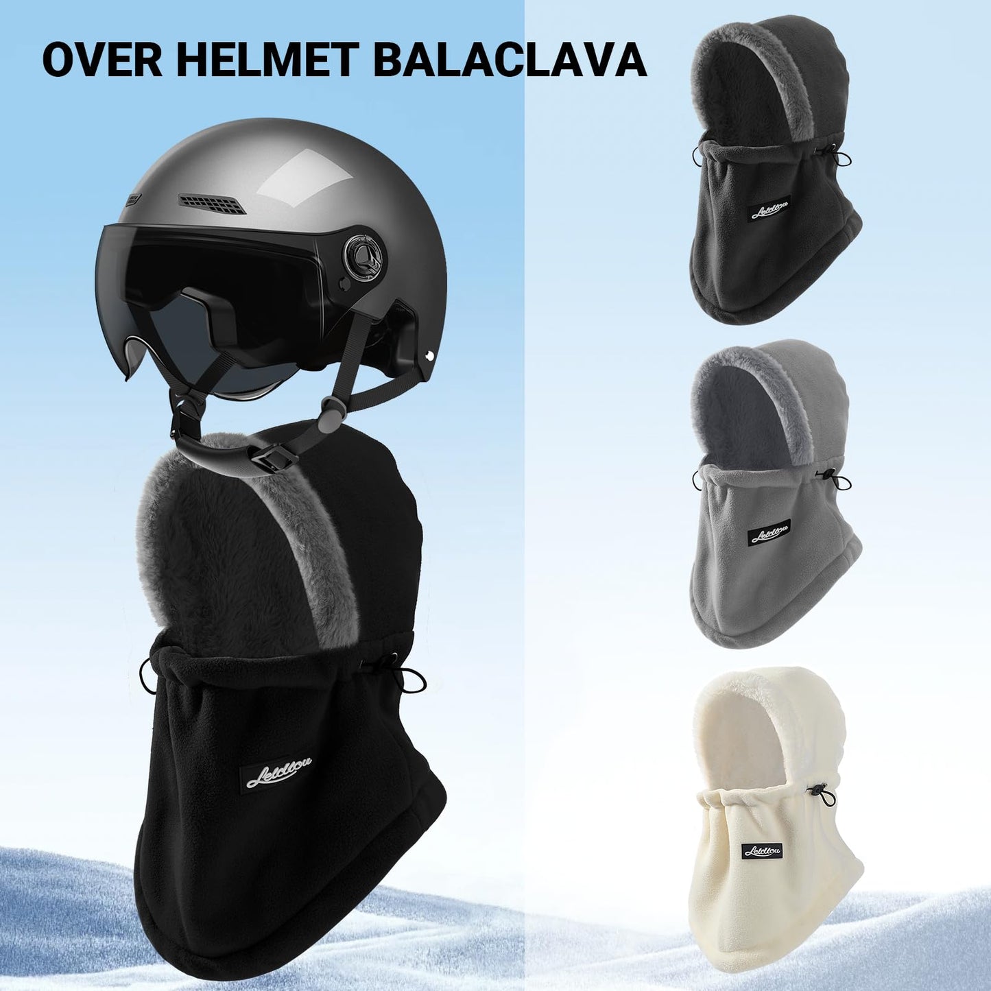 Balaclava - Ski Mask - Neck Warmer - Winter Hat - Fleece Hat - Neck Scarf - Hooded Hat - Balaclava - Windproof Hat - Thermal Hat - Women's Winter Hat - Men's Ski Mask - Warm Hat - Fleece Scarf - Face Mask - Motorcycle Hat - Black - 1 Piece - Image 5