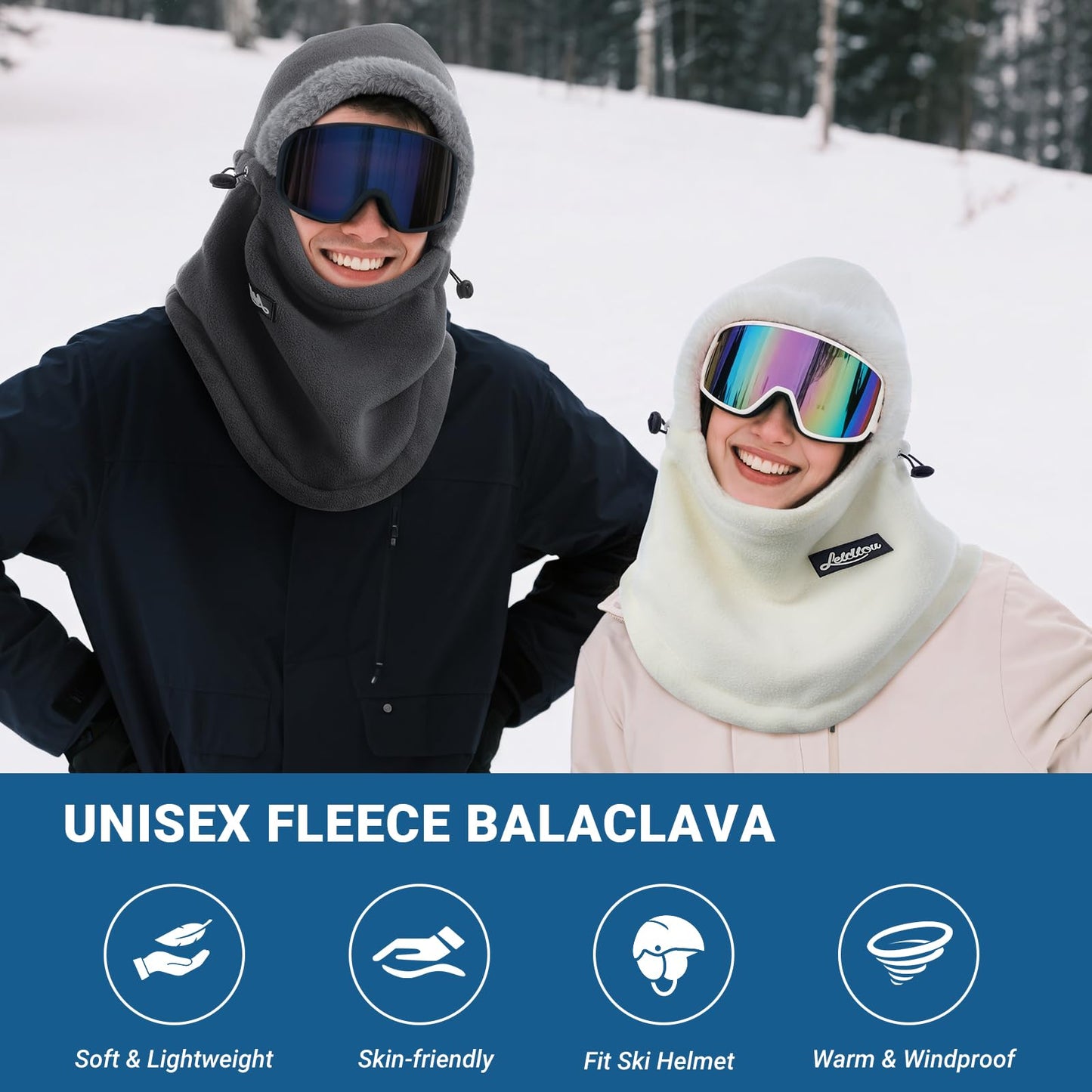 Balaclava - Ski Mask - Neck Warmer - Winter Hat - Fleece Hat - Neck Scarf - Hooded Hat - Balaclava - Windproof Hat - Thermal Hat - Women's Winter Hat - Men's Ski Mask - Warm Hat - Fleece Scarf - Face Mask - Motorcycle Hat - Black - 1 Piece - Image 6