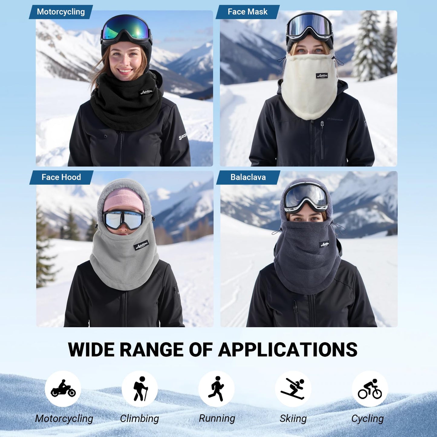 Balaclava - Ski Mask - Neck Warmer - Winter Hat - Fleece Hat - Neck Scarf - Hooded Hat - Balaclava - Windproof Hat - Thermal Hat - Women's Winter Hat - Men's Ski Mask - Warm Hat - Fleece Scarf - Face Mask - Motorcycle Hat - Black - 1 Piece - Image 7