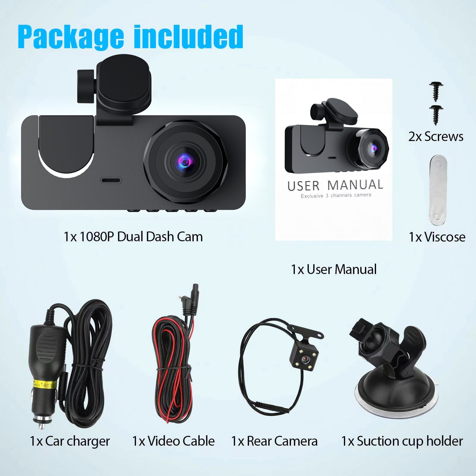 Car Dashcam - 120-degree viewing angle - Night vision - Full HD video - Super compact - Parking mode - Loop recording - Collision detection - Rear view camera - 3.0-inch TNT screen - Car Dashcam - Image 2